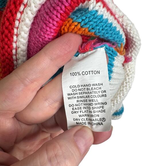 Zaket & Plover 100% Cotton Multicolor Striped Knit Sweater Colorful Small - Picture 14 of 14